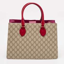 Pre Owned Gucci Tricolor GG Supreme Canvas and Leather Top Handle Bag