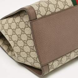 Pre Owned Gucci Beige/Ebony GG Supreme Canvas and Leather Medium Ophidia Tote