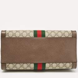 Pre Owned Gucci Beige/Ebony GG Supreme Canvas and Leather Medium Ophidia Tote