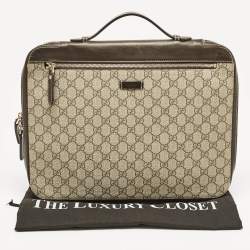 Gucci Dark Brown/Beige GG Supreme Canvas Document Portfolio Case 