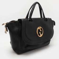 Pre Owned Gucci Black Leather 1973 Satchel