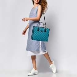 Gucci Blue/Navy Blue GG Canvas and Leather Small Structured Tote