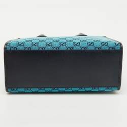 Gucci Blue/Navy Blue GG Canvas and Leather Small Structured Tote
