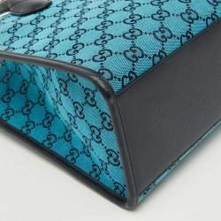 Gucci Blue/Navy Blue GG Canvas and Leather Small Structured Tote