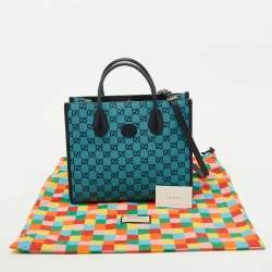 Gucci Blue/Navy Blue GG Canvas and Leather Small Structured Tote