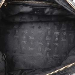 Pre Owned Gucci Black Coated Nylon and Leather Dialux Pop Bamboo Top Handle Bag
