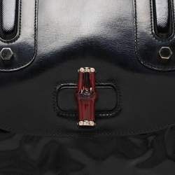Pre Owned Gucci Black Coated Nylon and Leather Dialux Pop Bamboo Top Handle Bag