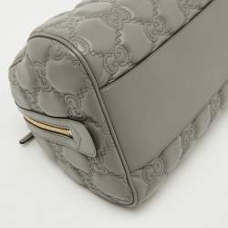 Gucci Grey Leather GG Matelassé Medium Bowler Bag