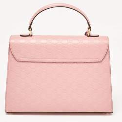 Pre Owned Gucci Pink Guccissima Leather Medium Padlock Top Handle Bag