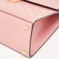 Pre Owned Gucci Pink Guccissima Leather Medium Padlock Top Handle Bag