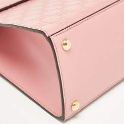 Pre Owned Gucci Pink Guccissima Leather Medium Padlock Top Handle Bag