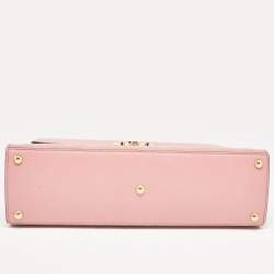 Pre Owned Gucci Pink Guccissima Leather Medium Padlock Top Handle Bag