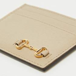 Gucci Light Beige Leather Horsebit Card Holder