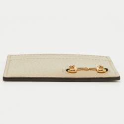 Gucci Light Beige Leather Horsebit Card Holder