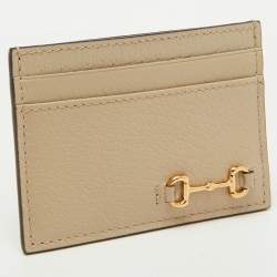 Gucci Light Beige Leather Horsebit Card Holder