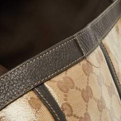Pre Owned Gucci Beige/Brown GG Supreme Canvas and Leather Abbey D-Ring Tote