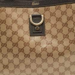 Pre Owned Gucci Beige/Brown GG Supreme Canvas and Leather Abbey D-Ring Tote