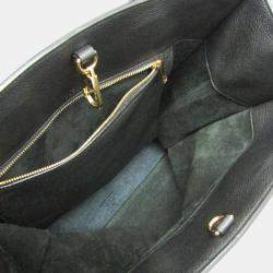 Pre Owned Gucci Black Leather Logo Tote Bag