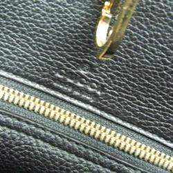 Pre Owned Gucci Black Leather Logo Tote Bag