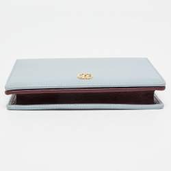 Gucci Blue/Burgundy Leather GG Marmont Wallet on Chain