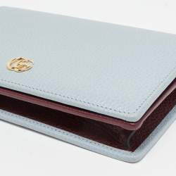 Gucci Blue/Burgundy Leather GG Marmont Wallet on Chain