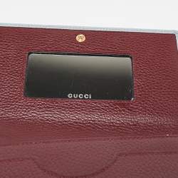 Gucci Blue/Burgundy Leather GG Marmont Wallet on Chain