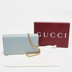 Gucci Blue/Burgundy Leather GG Marmont Wallet on Chain