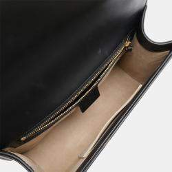 Gucci Black Leather Sylvie Chain Shoulder Bag