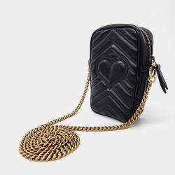 Gucci Black Leather GG Marmont Mini Bag