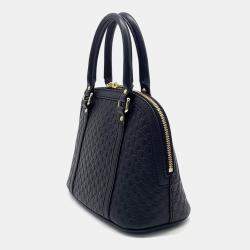 Pre Owned Gucci Black Leather Micro Cimaline Mini Dome bag