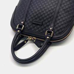 Pre Owned Gucci Black Leather Micro Cimaline Mini Dome bag