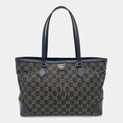 Gucci Black Canvas and Leather Ophidia GG shopper bag