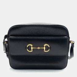Pre Owned Gucci Black Leather 1955 Horsebit Small Crossbody Bag