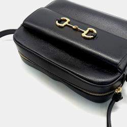 Pre Owned Gucci Black Leather 1955 Horsebit Small Crossbody Bag