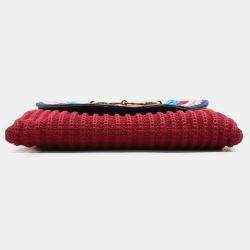 Gucci Red Cotton Horsebit Chain Shoulder Bag