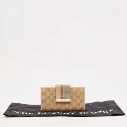 Gucci Beige/Pink GG Canvas and Leather Web Flap Continental Wallet