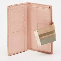 Gucci Beige/Pink GG Canvas and Leather Web Flap Continental Wallet