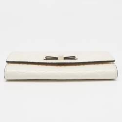 Gucci Off White Guccissima Leather Bow Continental Wallet