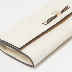 Gucci Off White Guccissima Leather Bow Continental Wallet