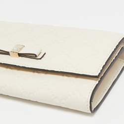 Gucci Off White Guccissima Leather Bow Continental Wallet