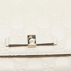 Gucci Off White Guccissima Leather Bow Continental Wallet