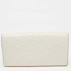 Gucci Off White Guccissima Leather Bow Continental Wallet