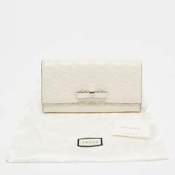 Gucci Off White Guccissima Leather Bow Continental Wallet