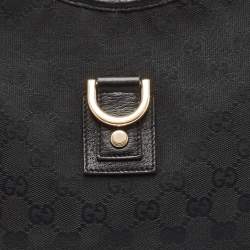 Pre Owned Gucci Black GG Canvas and Leather Abbey D-Ring Hobo