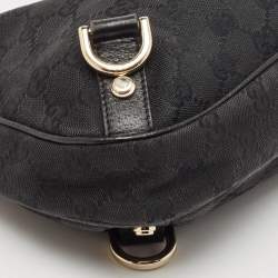 Pre Owned Gucci Black GG Canvas and Leather Abbey D-Ring Hobo