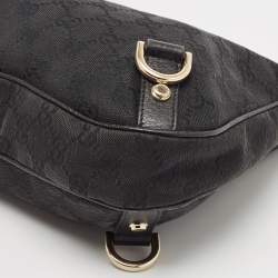 Pre Owned Gucci Black GG Canvas and Leather Abbey D-Ring Hobo