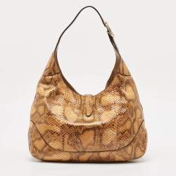 Gucci Tan Python Medium New Jackie Hobo