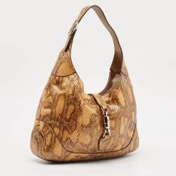 Gucci Tan Python Medium New Jackie Hobo