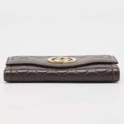 Gucci Dark Brown Guccissima Leather Interlocking G Continental Wallet