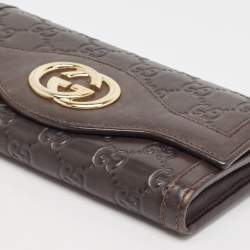 Gucci Dark Brown Guccissima Leather Interlocking G Continental Wallet